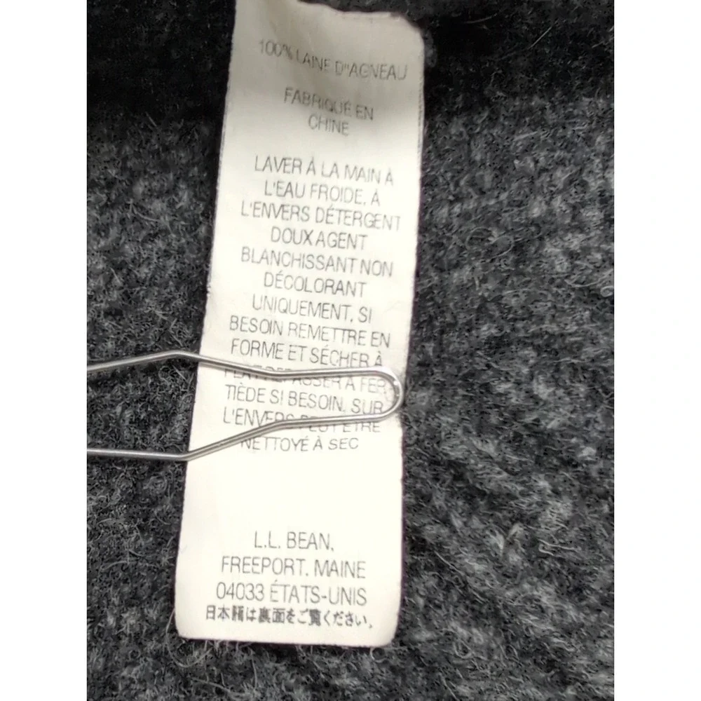 L.L. Bean 100% Lambswool Sweater Mens Large Gray Henley Shawl Collar Vintage